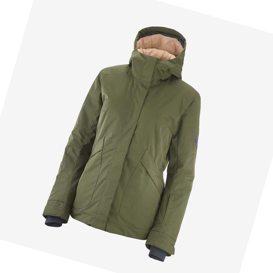 Chaquetas De Esquí Salomon SNOW REBEL Mujer Verde Oliva | MX 2430AHK